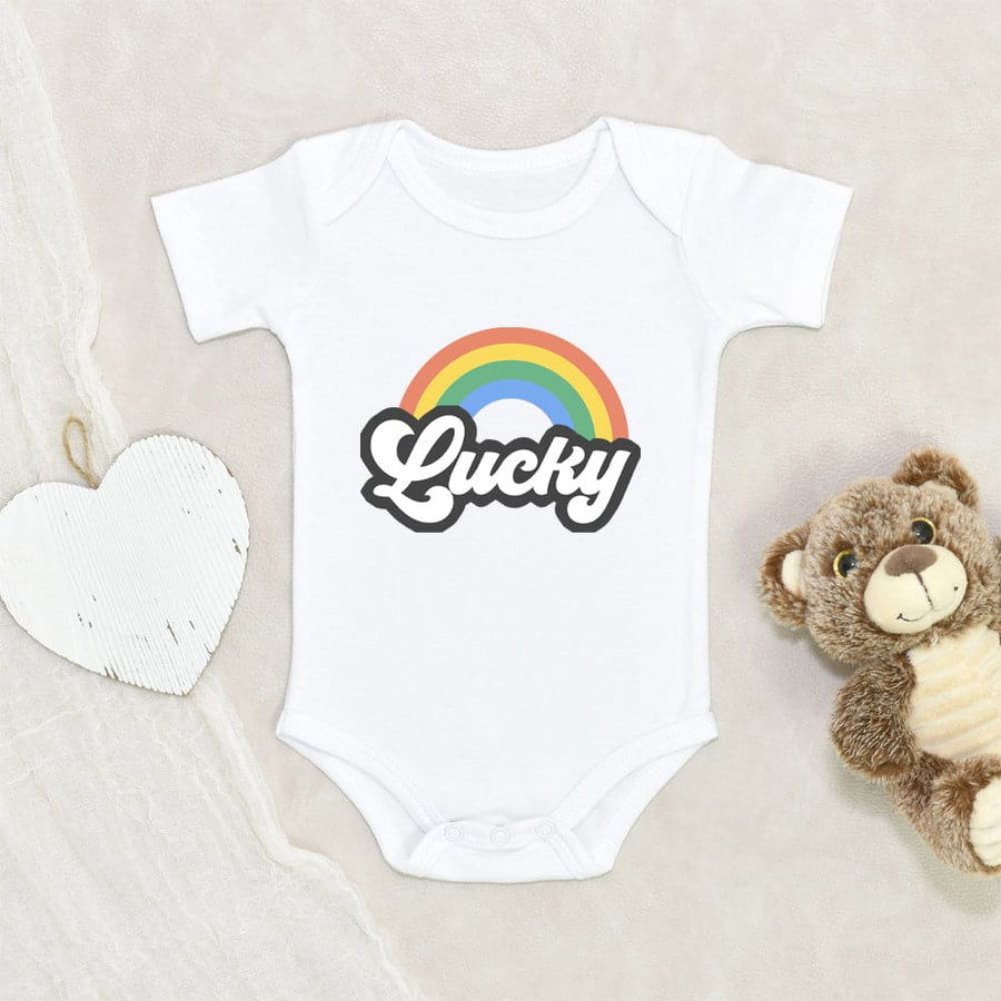 Lucky Unisex Baby Onesie - St. Patrick's Day Lucky Onesie - Cute Lucky Rainbow Onesie