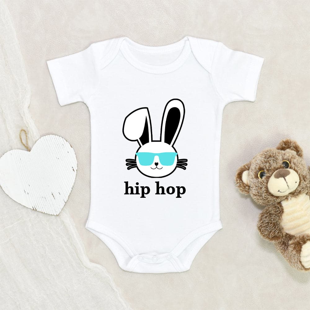 Funny Bunny Baby Clothes - Cute Hipster Easter Boys Onesie - Cute Easter Boys Gift - Hip Hop Boy Onesie