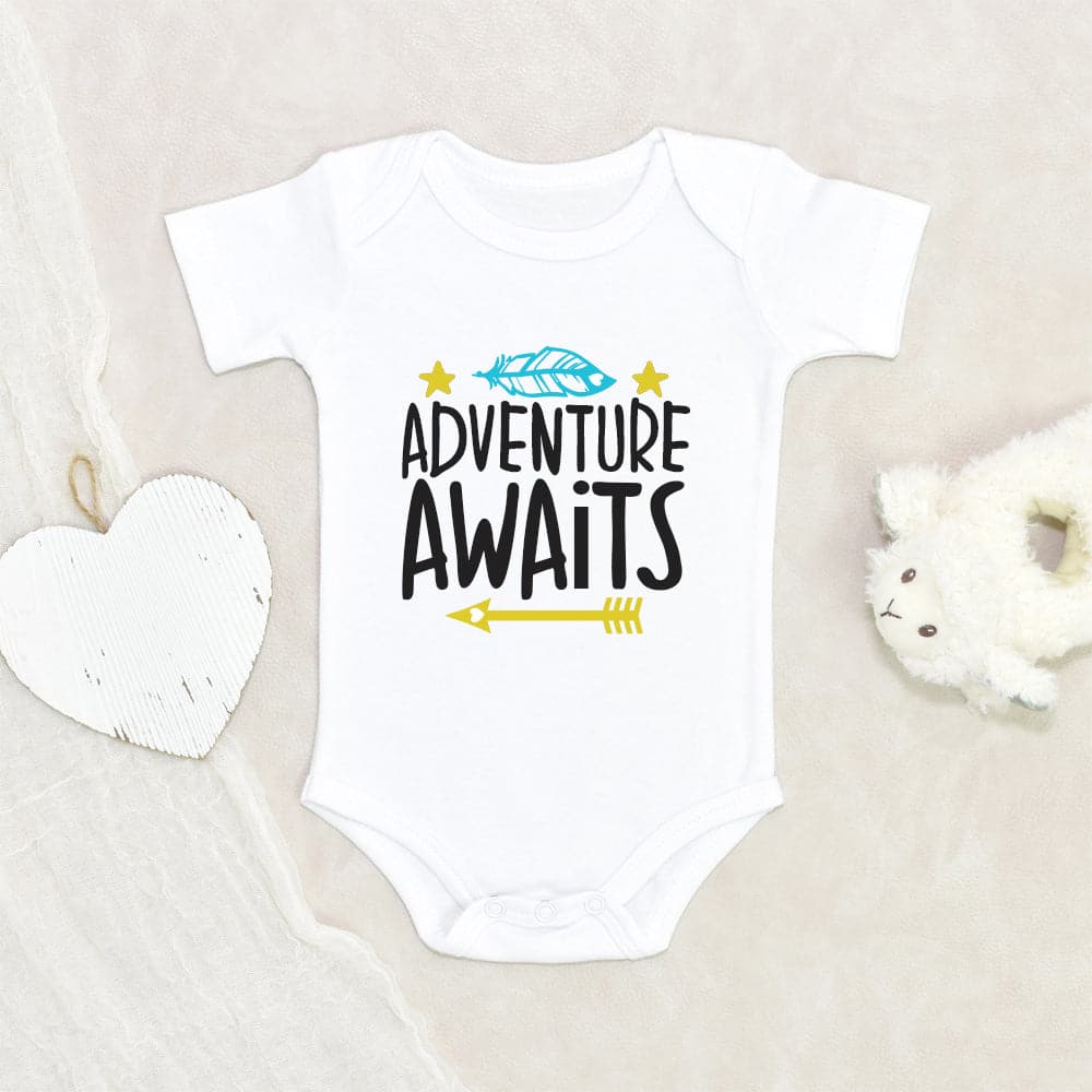 Scandinavian Baby Boy Onesie - Adventure Awaits Onesie - Baby Boy Onesie - Cute Boy Baby Onesie - Boho Baby Onesie