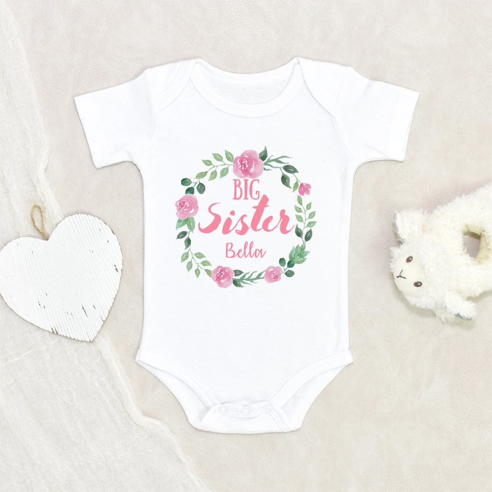 Pregnancy Reveal Onesie - Promoted Big Sister Onesie - Big Sister Onesie - Big Sister Announcement Onesie - Floral Name Onesie - Baby Shower Gift