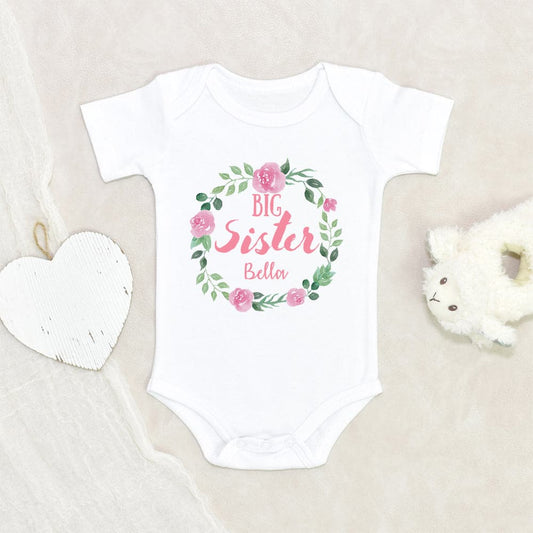 Pregnancy Reveal Onesie - Promoted Big Sister Onesie - Big Sister Onesie - Big Sister Announcement Onesie - Floral Name Onesie - Baby Shower Gift