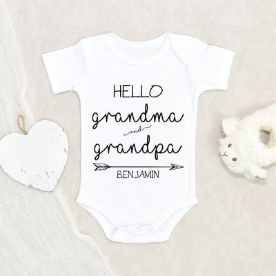 Grandparent Pregnancy Announcement Onesie - Cute Grandma & Grandpa Baby Onesie - Hello Grandma and Grandpa Onesie - Pregnancy Announcement Onesie