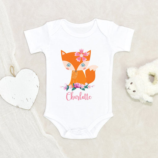 Custom Girls Name Onesie - Cute Fox Onesie - Personalized Fox Onesie - Baby Girl Gift - Baby Shower Gift