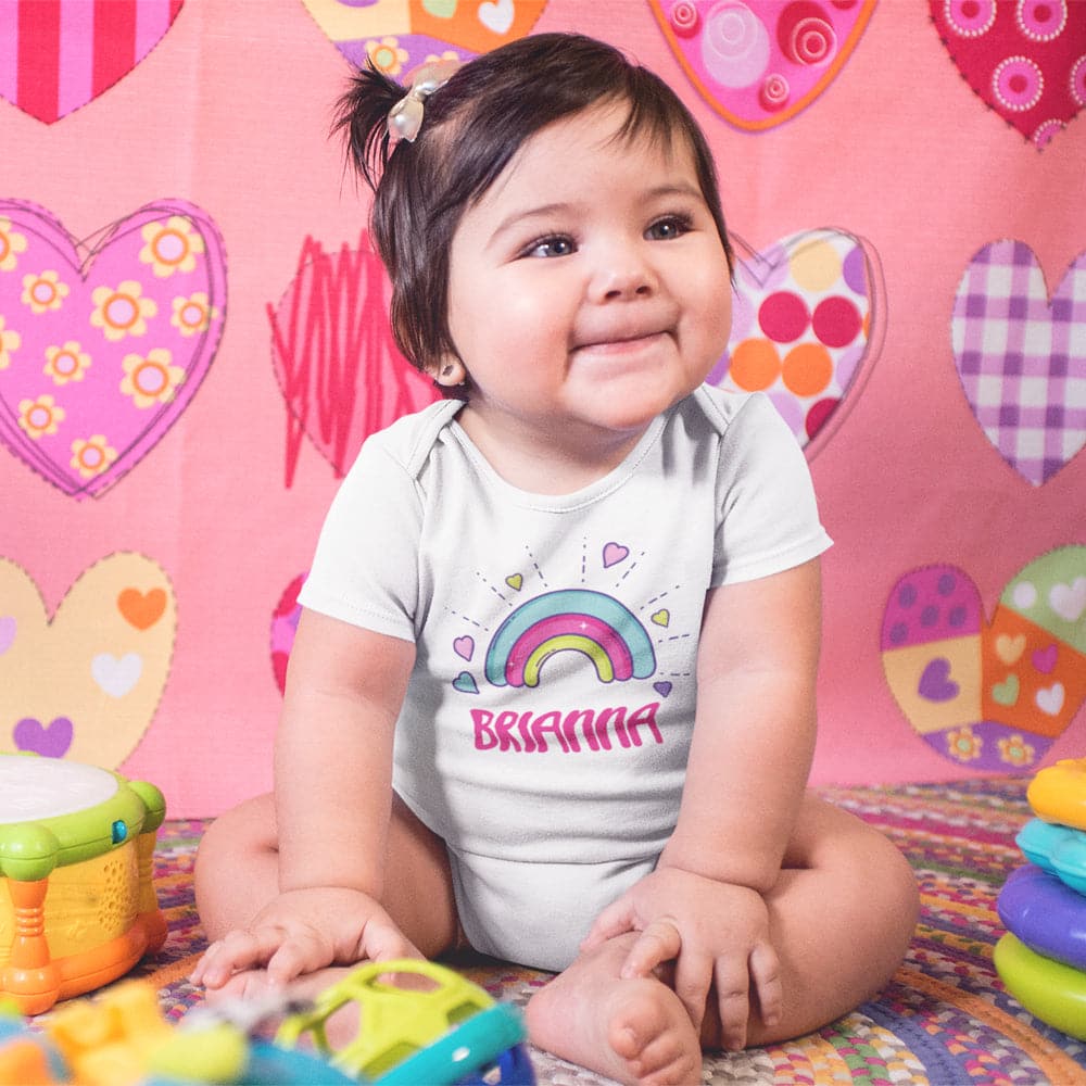 Baby Girl Onesie - Cute Rainbow Personalized Baby Onesie - Custom Baby Name Onesie - Personalized Baby Clothes