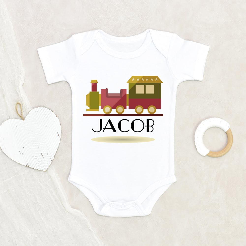 Baby Shower Gift - Boho Baby Boys Onesie - Choo Choo Train Personalized Onesie - Toy Train Onesie - Cute Baby Clothes - Boho Baby Onesie -