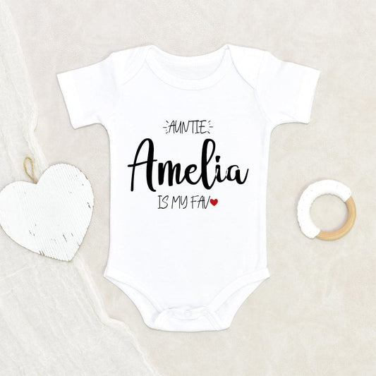 Newborn Baby Gift - Personalization Love Onesie - Auntie Is My Fav Reveal Onesie - Pregnancy Reveal Aunt Onesie - Custom Onesie