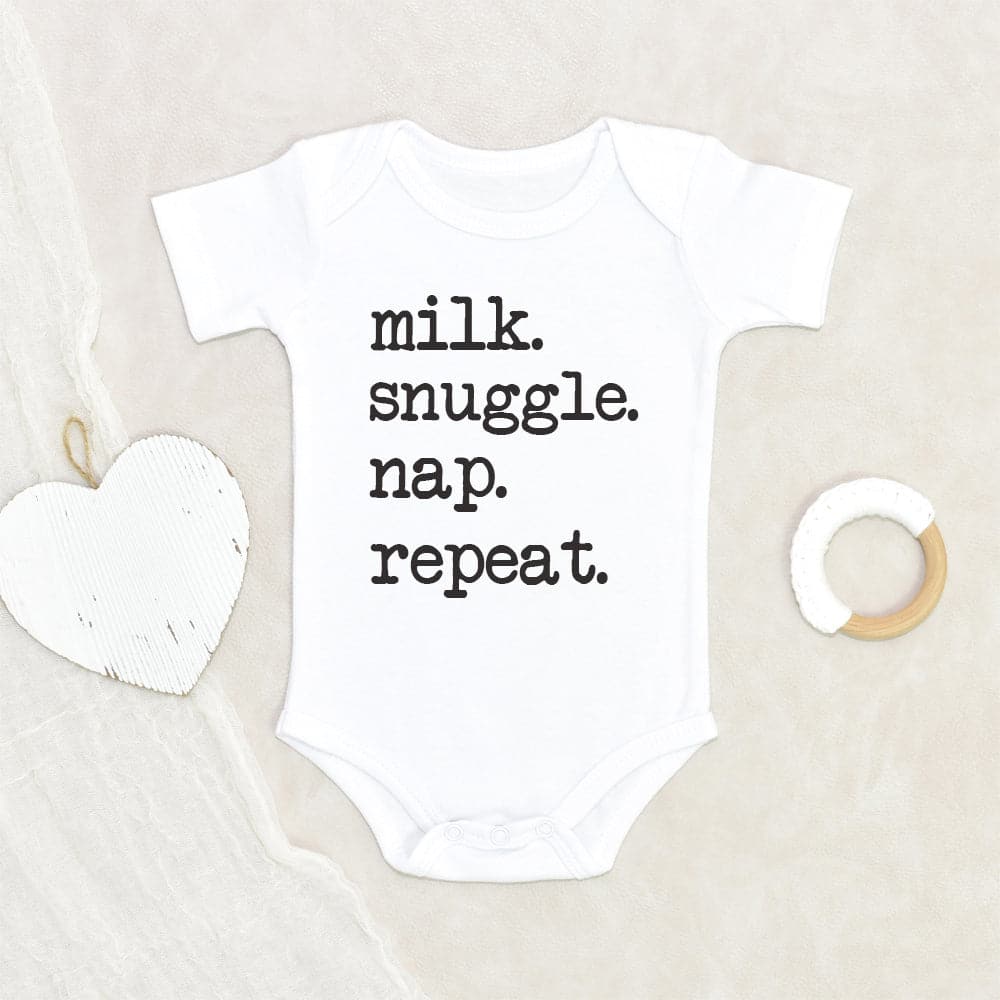 Funny Nap Clothes - Milk Snuggle Nap Repeat Onesie - Cute Baby Clothes - Nap Time Baby Onesie