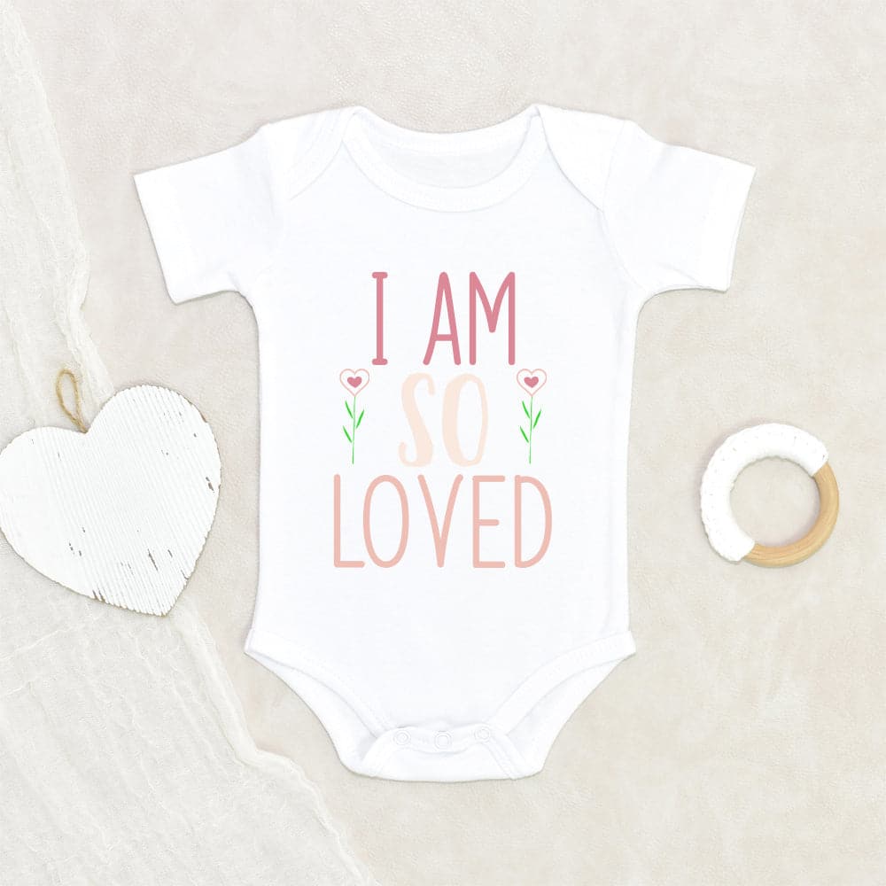 Cute Valentines Day Onesie - I Am So Loved Onesie - Girls Valentines Day Love Onesie