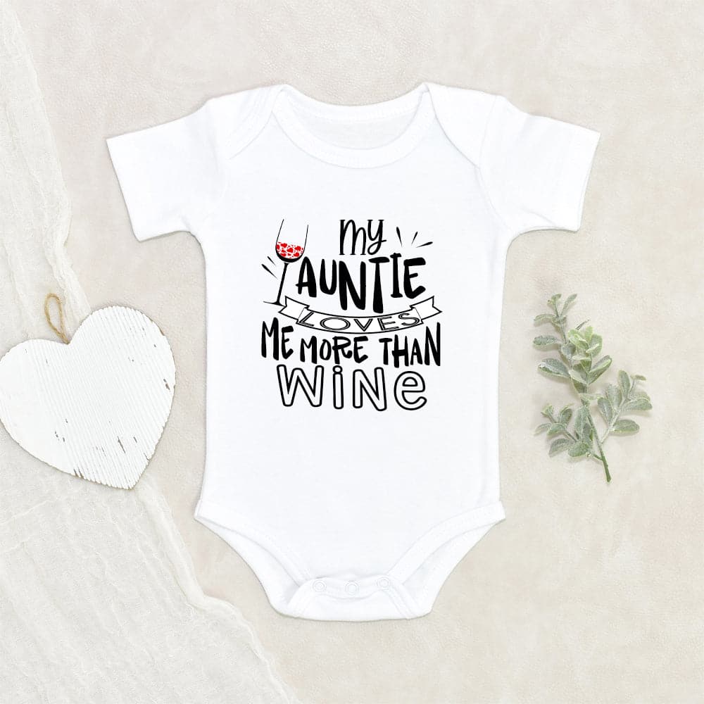 Aunt Baby Onesie - My Auntie Loves Me More Than Wine Onesie - Aunt Baby Clothes - Cute Wine Onesie