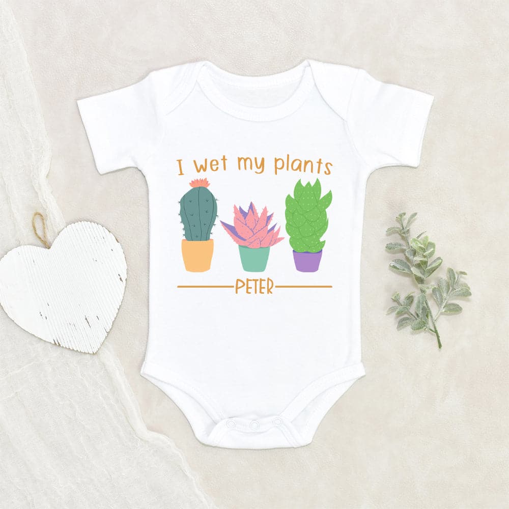 Funny Onesie Succulent Cactus Onesie I Wet My Plants Onesie