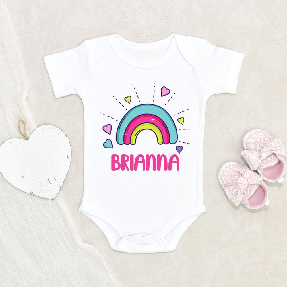 Baby Girl Onesie - Cute Rainbow Personalized Baby Onesie - Custom Baby Name Onesie - Personalized Baby Clothes
