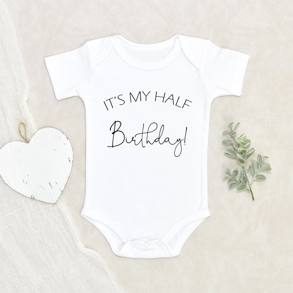 It's My Half Birthday Onesie - Half Birthday Baby Clothes - Birthday Baseball Clothes