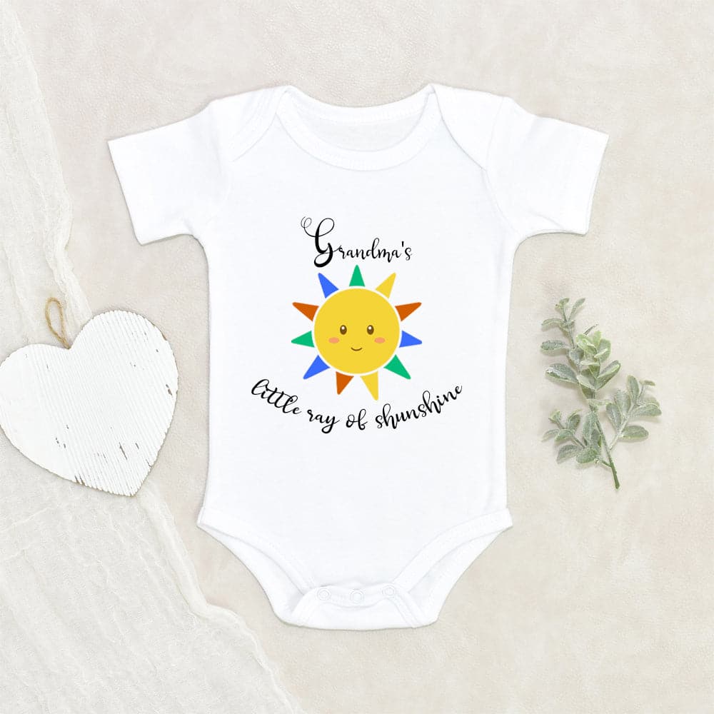 Cute Grandma's Little Ray Of Sunshine Onesie - Grandma Baby Clothes - Grandma Baby Onesie