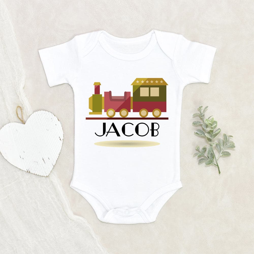 Baby Shower Gift - Boho Baby Boys Onesie - Choo Choo Train Personalized Onesie - Toy Train Onesie - Cute Baby Clothes - Boho Baby Onesie -