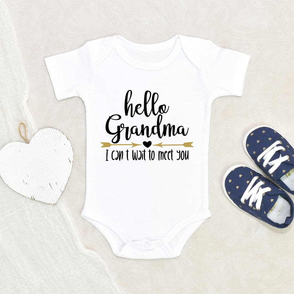 Grandma Baby Onesie - Hello Grandma Onesie - I Can't Wait To Meet You Onesie - Grandma Baby Clothes