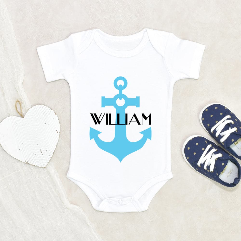 Nautical Theme Onesie - Baby Shower Gift - Nautical Boys Personalized Onesie - Custom Baby Onesie - Cute Boy Onesie - Boy Name Onesie