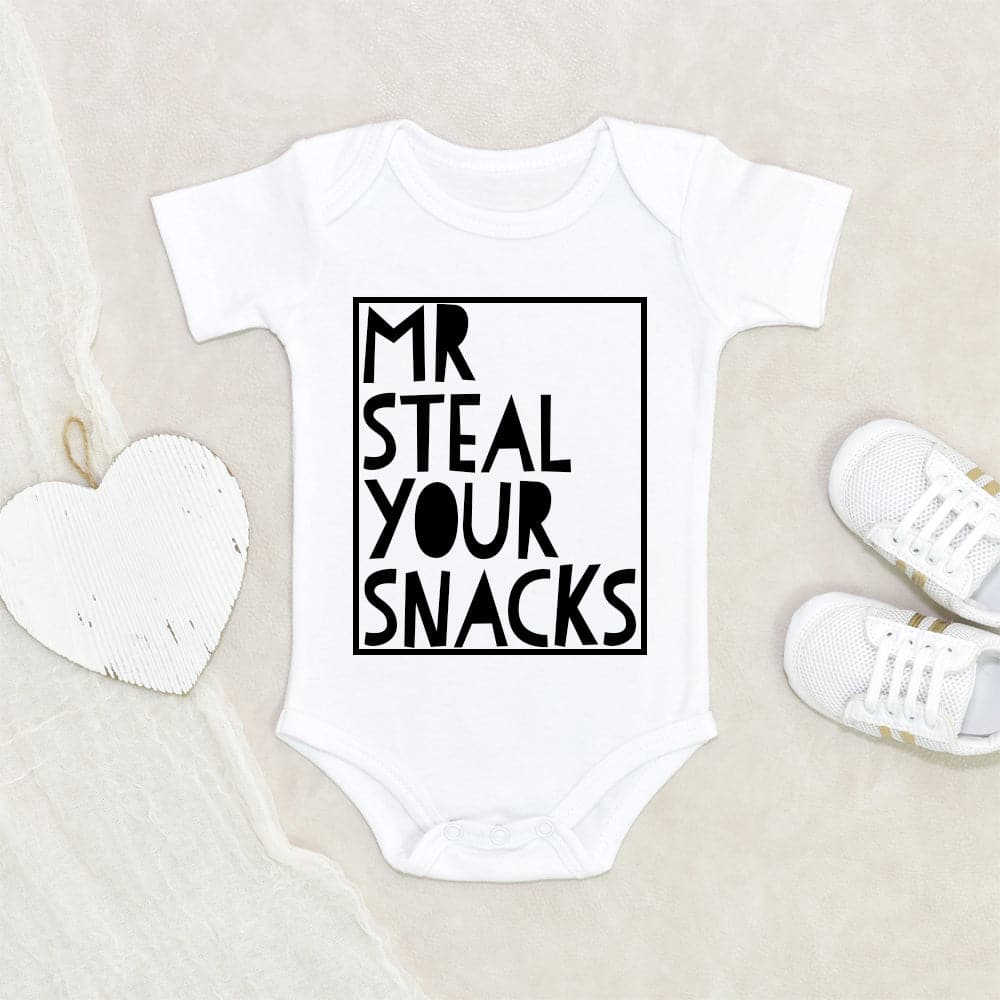 Funny Snack Baby Onesie - Mr Steal Your Snacks Onesie - Snack Onesie - Funny Baby Boy Onesie