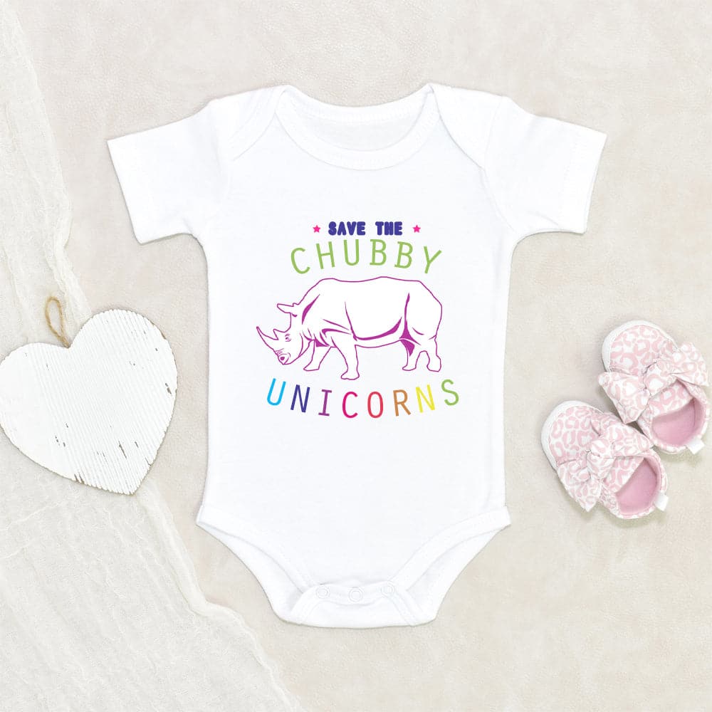 Cute Rhinoceros Baby Onesie - Save The Chubby Unicorn Onesie - Rhino OnesieBaby