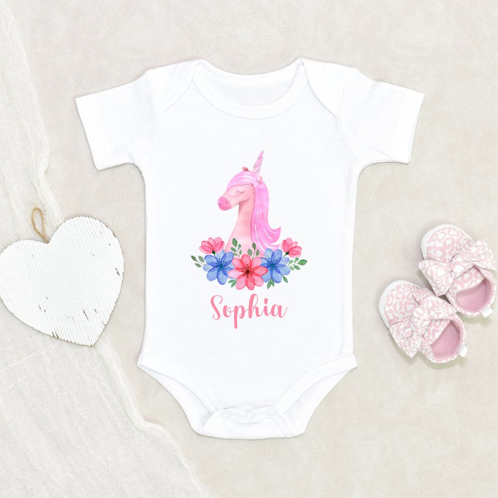 Cute Baby Clothes - Custom Girls Onesie - Pink Unicorn Personalized Onesie - Custom Baby Onesie - Girls Unicorn Onesie - Baby Shower Gift