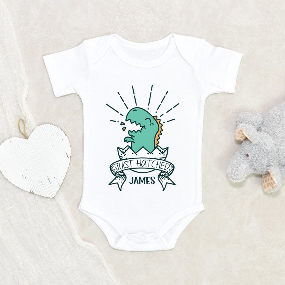 Dinosaur Baby Clothes - Boy Dinosaur Onesie - Just Hatched Dinosaur Onesie - Personalized Dino Onesie - Dinosaur Baby Onesie