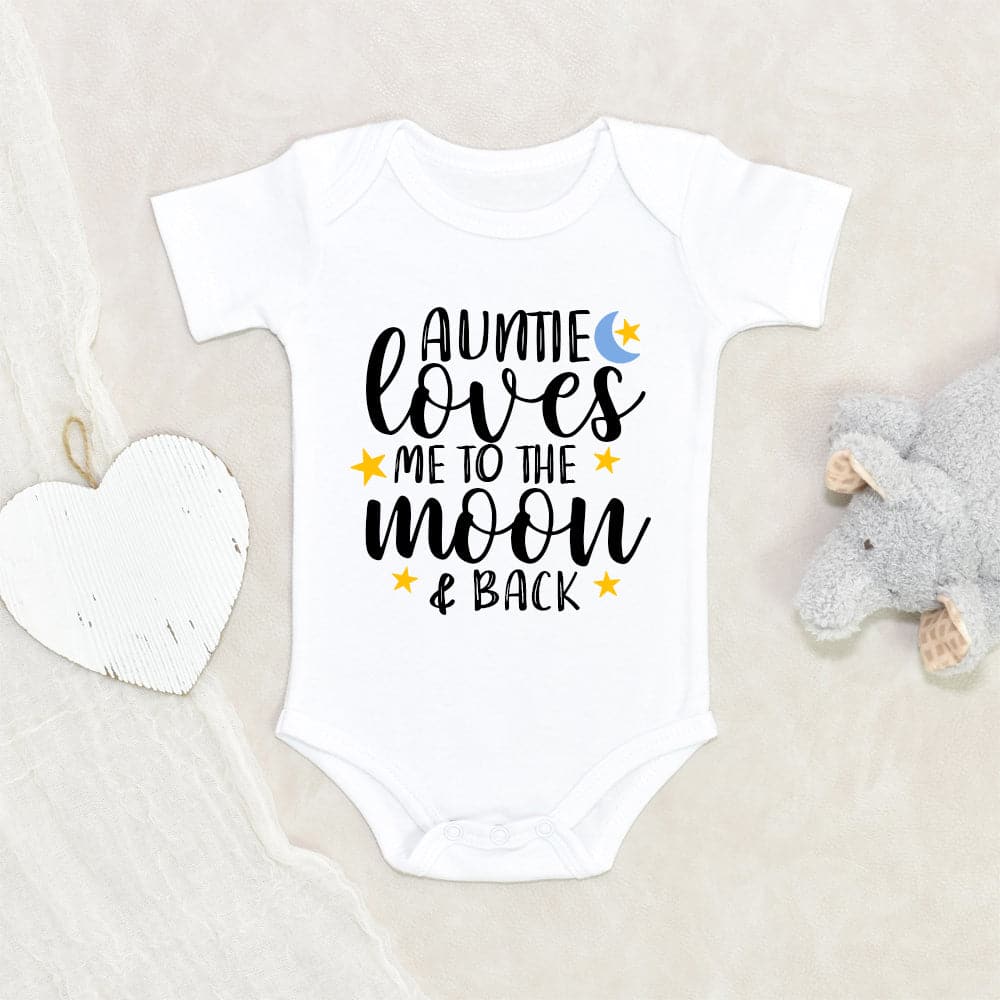 Auntie Baby Onesie - My Auntie Loves Me To The Moon And Back Onesie - Aunt Baby Clothes