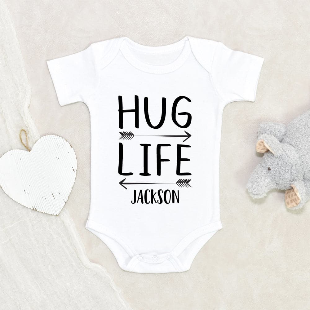 Personalized Name Onesie - Hug Life Baby Onesie - Funny Baby Onesie - Funny Baby Boy Clothes - Hilarious Boy Onesie