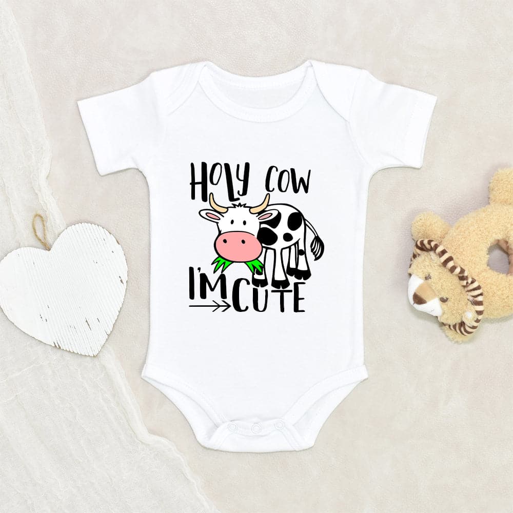 Holy Cow Baby Onesie - Cow Baby Onesie - Funny Baby Onesie - Cute Baby Onesie - Animal Baby Onesie