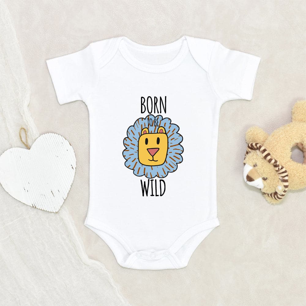 Animal Baby Onesie - Born To Be Wild Onesie - Lion Baby Boy Onesie - Cute Animal Boy Onesie