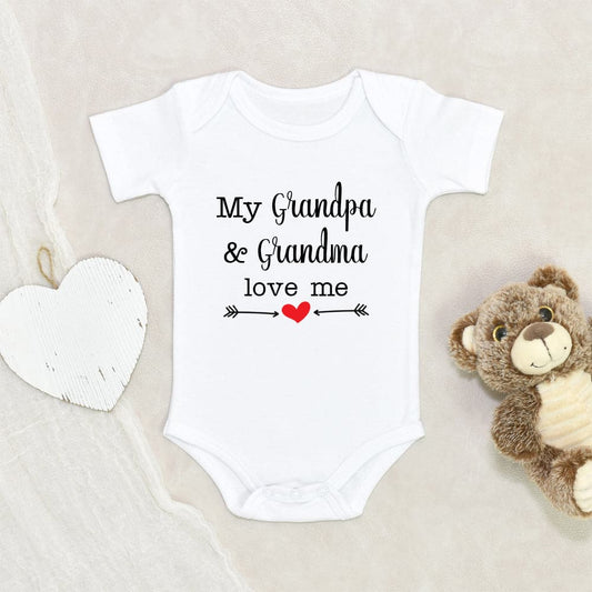 Birth Announcement Onesie - Pregnancy Reveal Baby Onesie - My Grandma And Grandpa Love Me Onesie - Grandparents Announcement Baby Clothes - Grandma And Grandpa Onesie