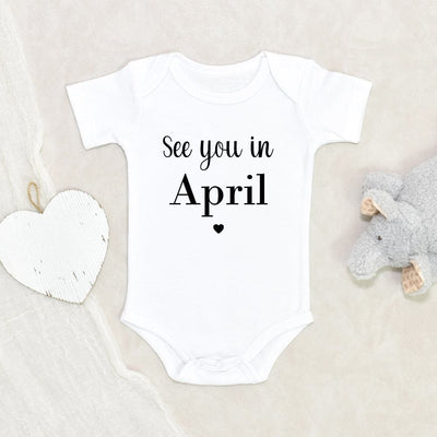 Pregnancy Reveal Baby Onesie - Custom Baby Clothes - See You In Month Baby Onesie - Personalized Baby Clothes - Birth Reveal To Grandparents
