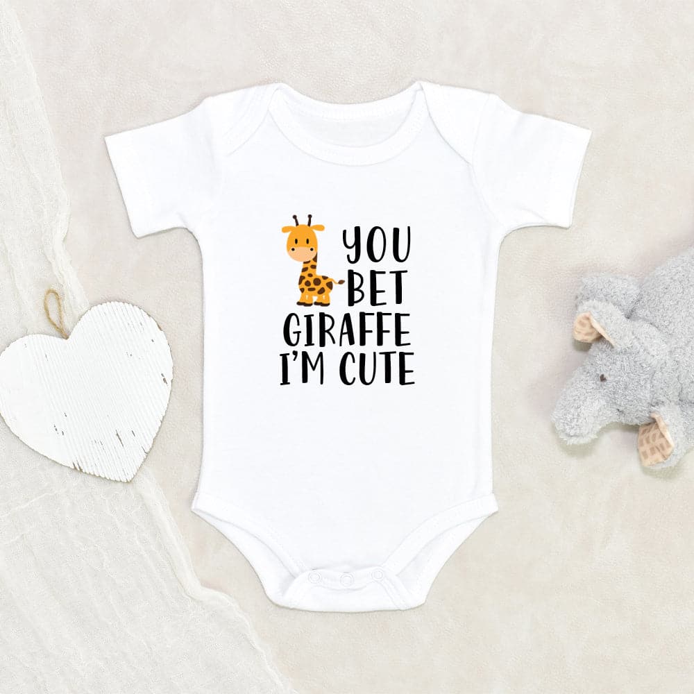Animal Baby Onesie - Cute Giraffe Baby Onesie - You Bet Giraffe I'm Cute Onesie - Giraffe Baby Clothes - Giraffe Baby Onesie