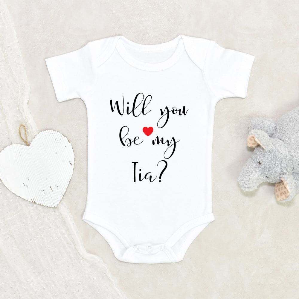 Tia Baby Clothes - New Tia Baby Onesie - Will You Be My Tia Baby Onesie - Cute Baby Clothes - Pregnancy Reveal Baby Onesie