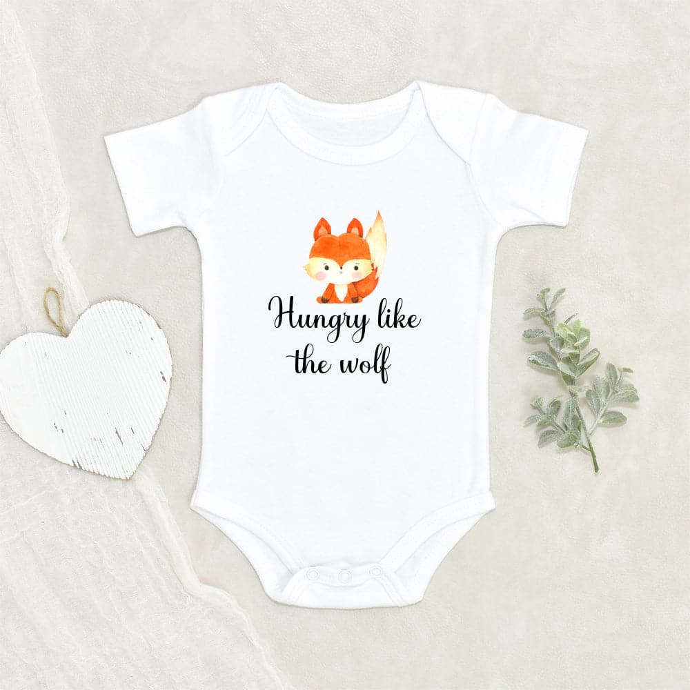 Hungry Wolf Onesie - Cute Wolf Onesie - Hungry Like The Wolf Baby Onesie - Woodland Animal Onesie - Funny Baby Clothes