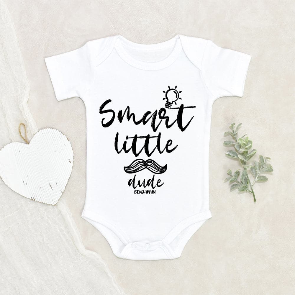 Genius Baby Onesie - Mustache Baby Onesie - Smart Little Dude Onesie - Funny Boy Onesie - Baby Shower Gift - Personalized Boy Onesie