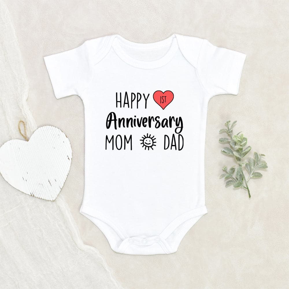 Anniversary Baby Gift Unique Baby Onesie Happy Anniversary Mom and Dad Baby Onesie Baby Shower Gift Cute Baby Onesie