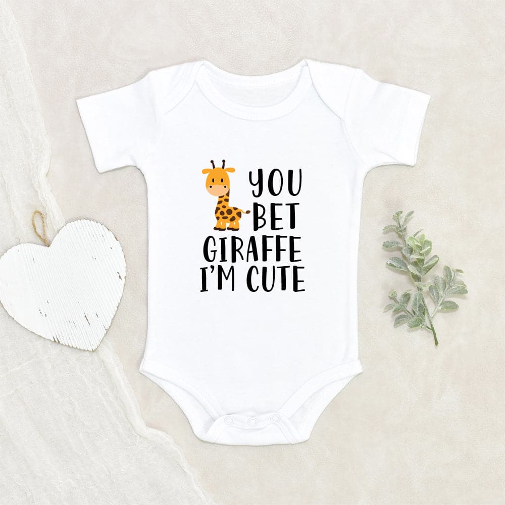 Animal Baby Onesie - Cute Giraffe Baby Onesie - You Bet Giraffe I'm Cute Onesie - Giraffe Baby Clothes - Giraffe Baby Onesie