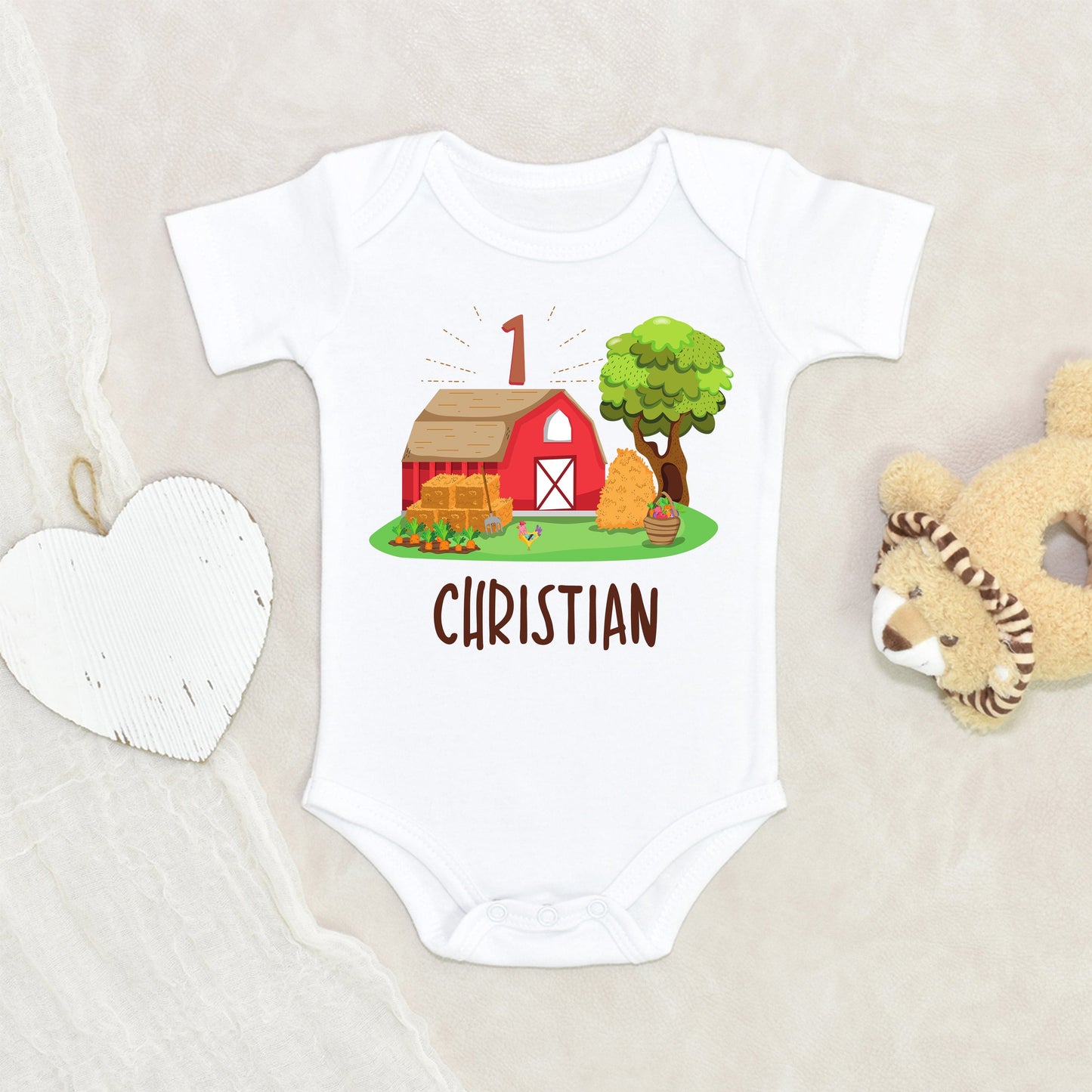First Birthday Farm Onesie - Personalized One Barn Birthday Boy Onesie - 1st Farm Birthday Boy Clothes