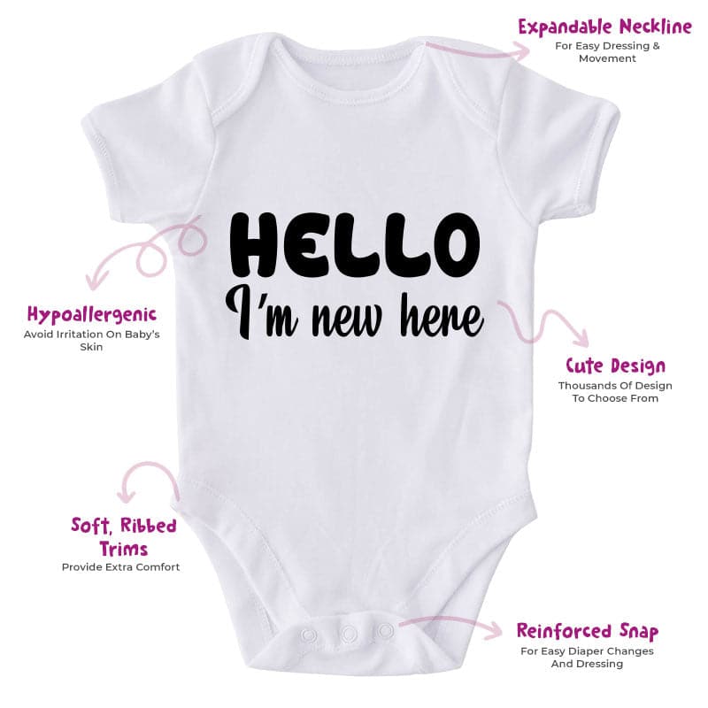 Hello I'm New Here-Onesie-Best Gift For Babies-Adorable Baby Clothes-Clothes For Baby-Best Gift For Papa-Best Gift For Mama-Cute Onesie