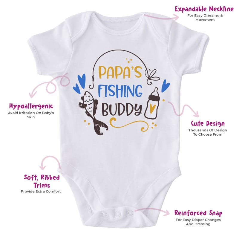 Papa's Fishing Buddy-Onesie-Clothes For Baby Boy-Best Gift For Papa-Best Gift For Mama-Adorable Clothes For Baby