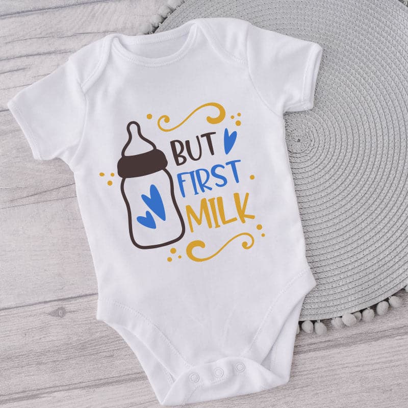 But First Milk-Funny Onesie-Clothes For Baby-Best Gift For Babies-Adorable Clothes-Baby Onesie