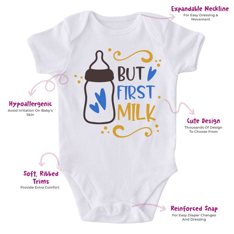 But First Milk-Funny Onesie-Clothes For Baby-Best Gift For Babies-Adorable Clothes-Baby Onesie