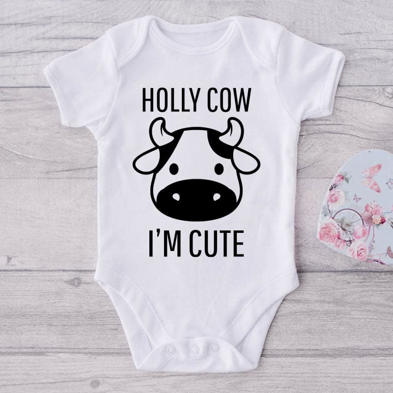 Holly Cow I'm Cute- Funny Onesie-Best Gift For Babies-Adorable Baby Clothes-Clothes For Baby-Best Gift For Papa-Best Gift For Mama-Cute Onesie