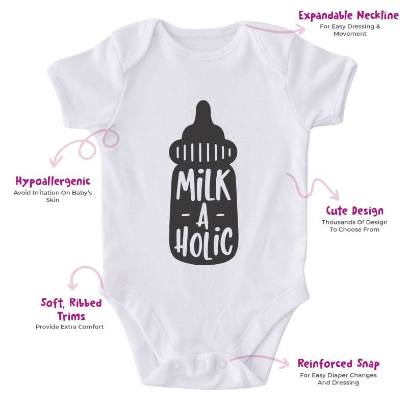 Milkaholic-Funny Onesie-Adorable Baby Clothes-Clothes For Baby-Best Gift For Papa-Best Gift For Mama-Cute Onesie