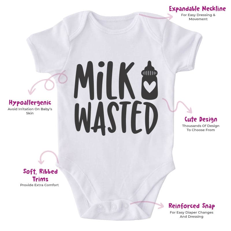 Milk Wasted-Funny Onesie-Adorable Baby Clothes-Clothes For Baby-Best Gift For Papa-Best Gift For Mama-Cute Onesie