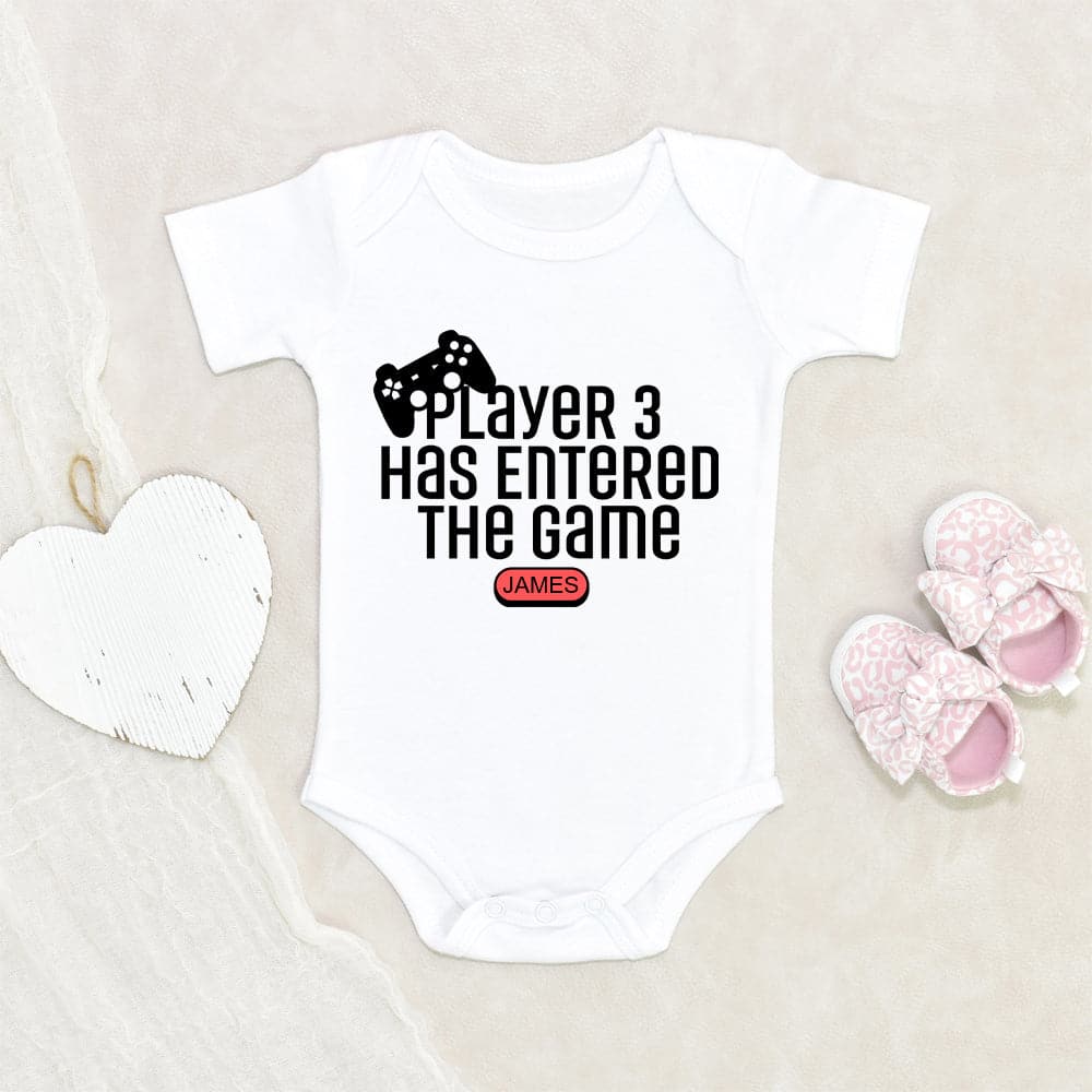 Personalized Onesie - Video Game Onesie - Baby Boy Onesie - Baby Girl Onesie - Player 3 Has Entered the Game Onesie - Birth Announcement Onesie
