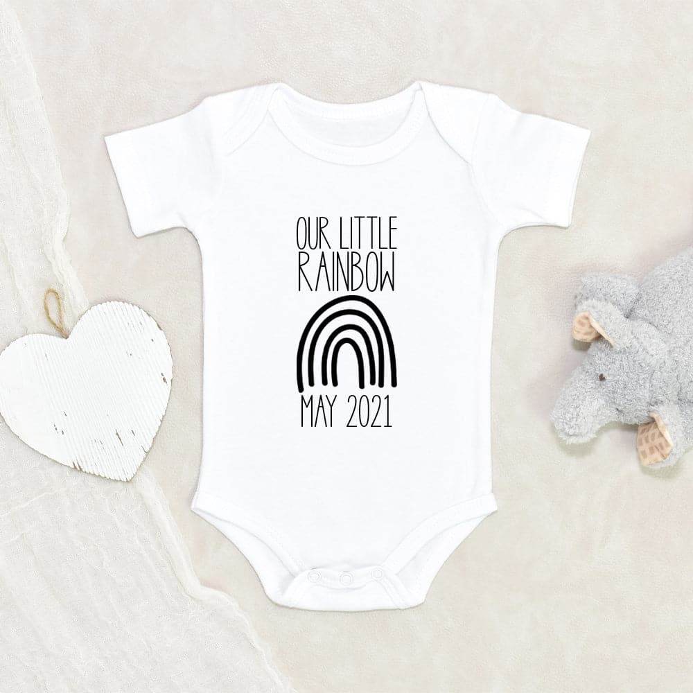 Pregnancy Announcement Onesie - Baby Due Date Onesie - Our Little Rainbow Onesie - Rainbow Baby Onesie - Birth Announcement Onesie