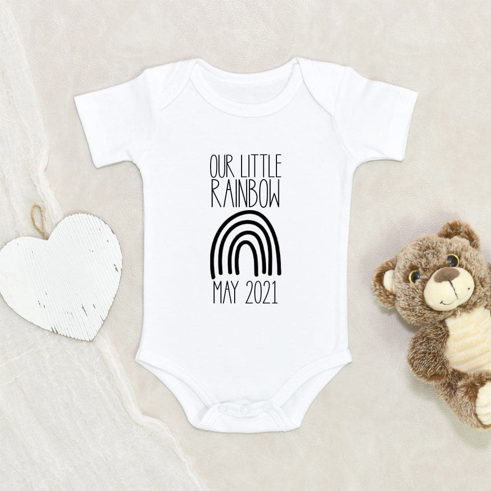 Pregnancy Announcement Onesie - Baby Due Date Onesie - Our Little Rainbow Onesie - Rainbow Baby Onesie - Birth Announcement Onesie