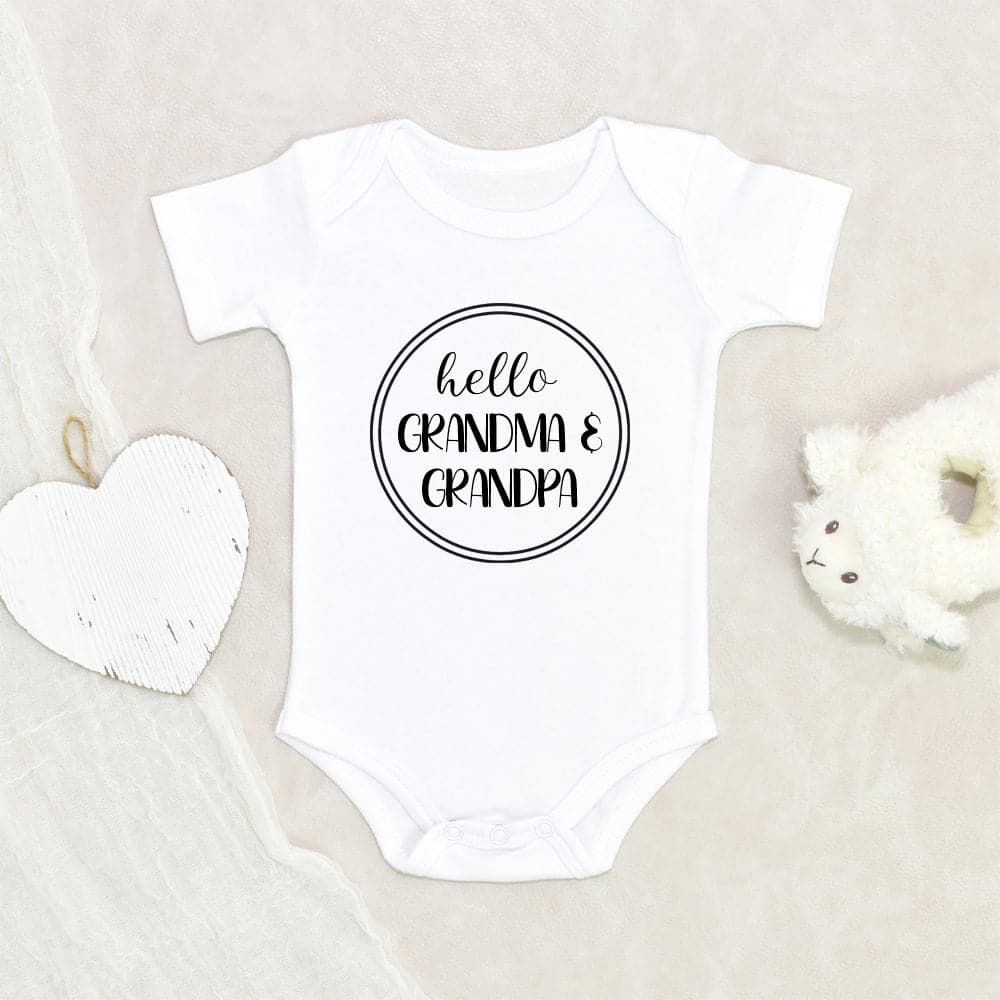 Birth Reveal Baby Clothes - Pregnancy Announcement Onesie - Hello Grandma And Grandpa Onesie - Grandparents Announcement Onesie - Cute Onesie