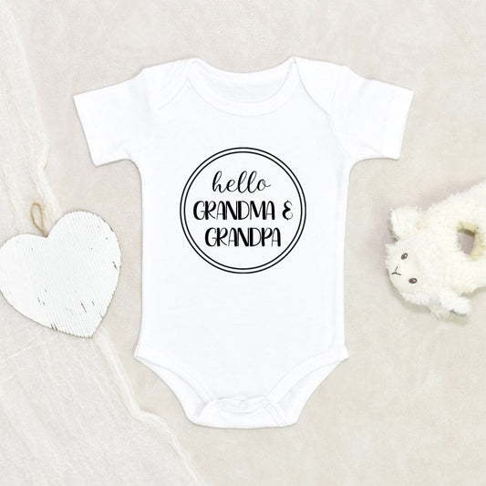 Birth Reveal Baby Clothes - Pregnancy Announcement Onesie - Hello Grandma And Grandpa Onesie - Grandparents Announcement Onesie - Cute Onesie