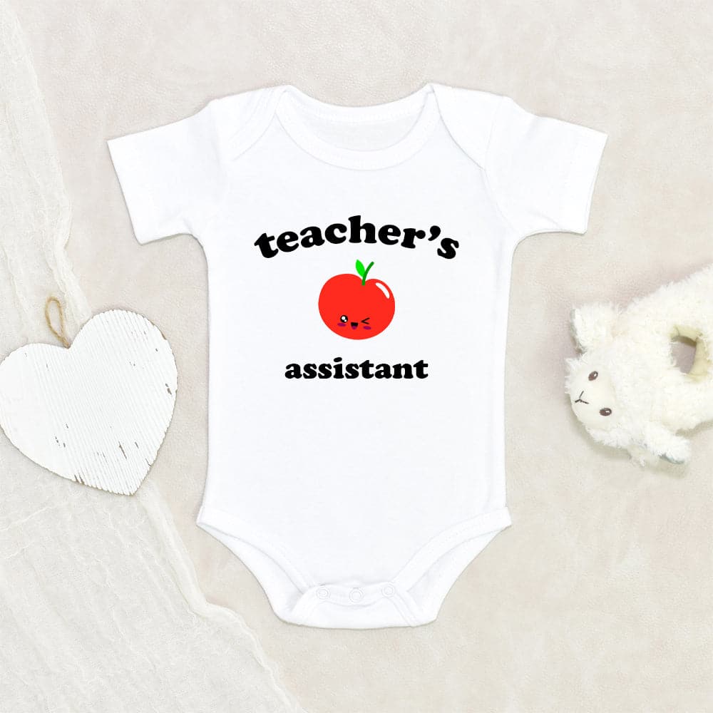 Teacher Baby Onesie Teacher Baby Clothes Teacher's Assistant Apple